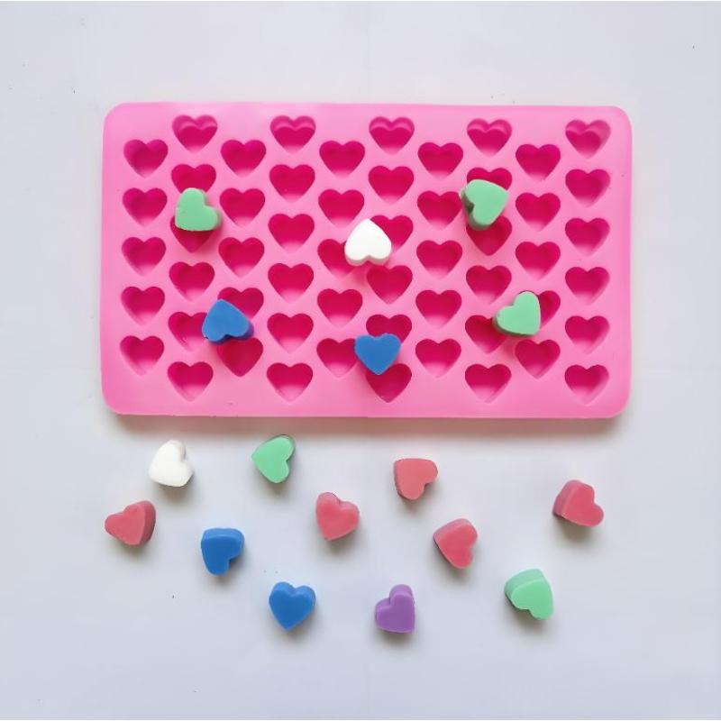 Heart Shaped Silicone Soap Mold 55 Grids Food Grade Non-stick Tray for Chocolate Cookie Cake Baking DIY