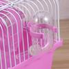 Pet Hamster Cage with Running Wheel Water Bottle Food Portable Carrier House Mice Home Habitat for Going Out, Traveling (Pink)