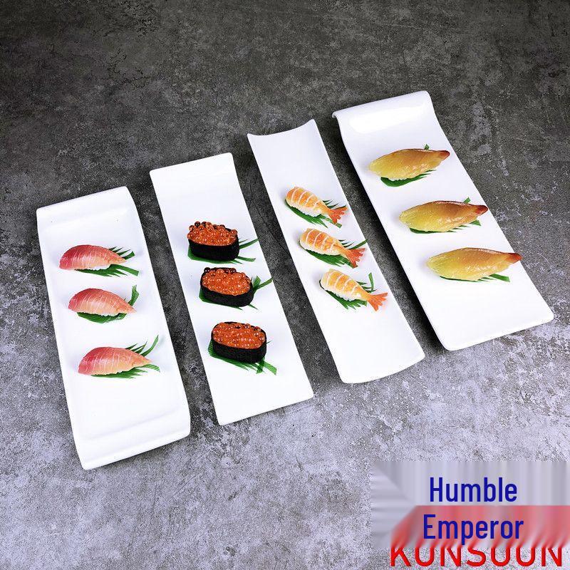 Qianxing White Ceramic Rectangular Sushi & Snack Plate