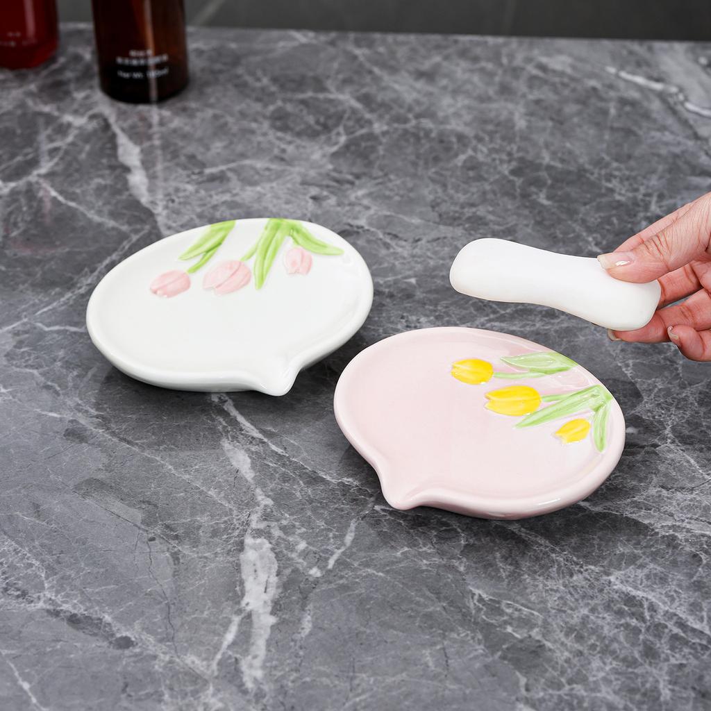 Luxus-Stil Haushalts Keramik Blume Seifenhalter - Ohne Bohren Montage - High-End Kreative Badezimmer Seifenschale mit Automatischer Entwässerung