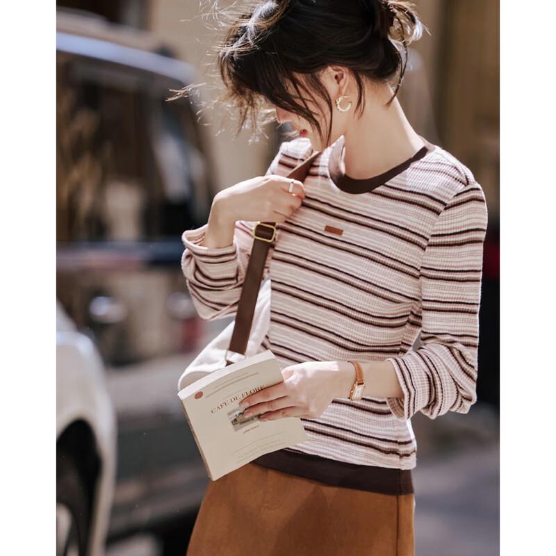Shangjing Classic Textured Stripe Long Sleeve T-Shirt M