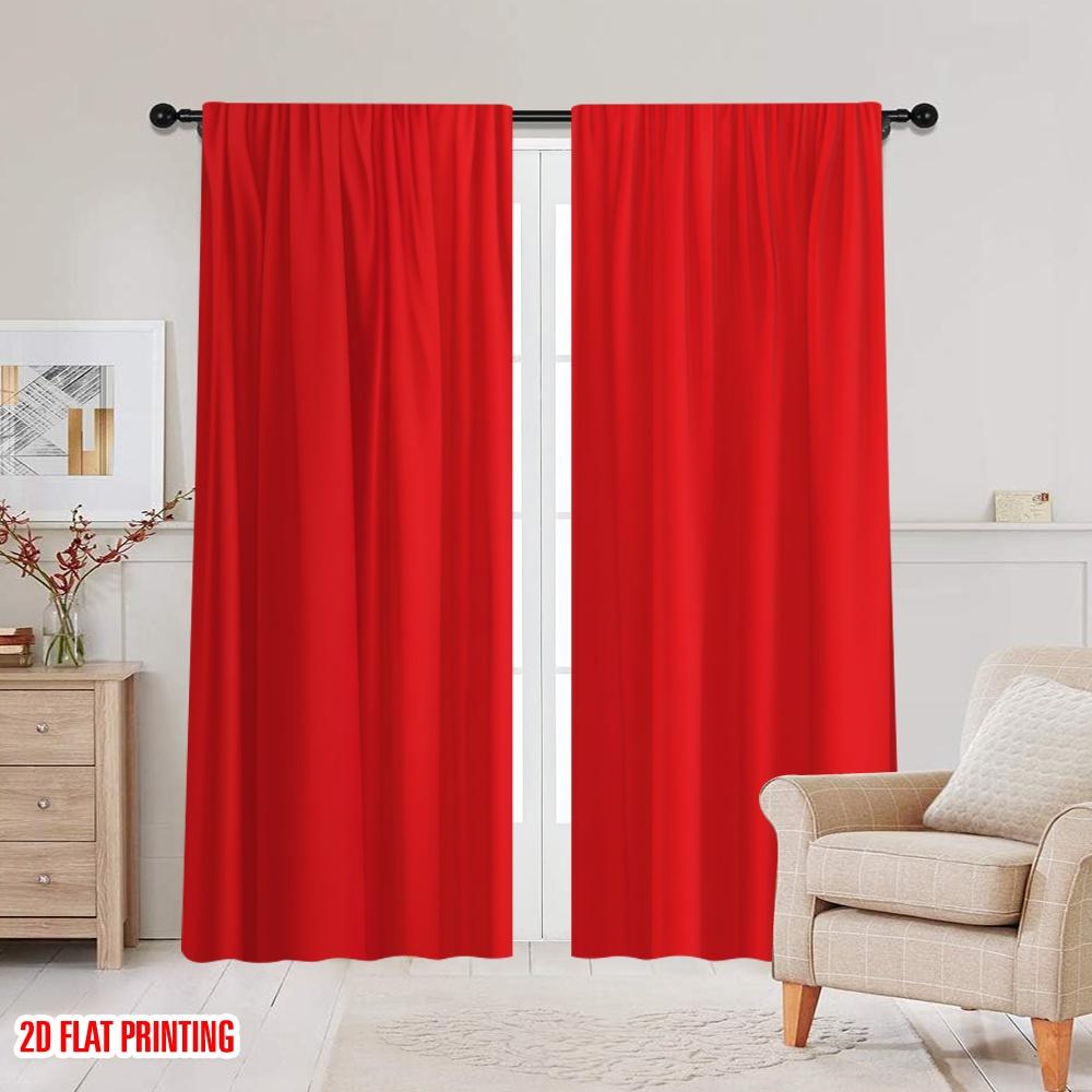 2D Flat Printing 2pcs Curtains Red Durable 100% Polyester Fabric Without Electricity Party Decorations for New Year Celebrations