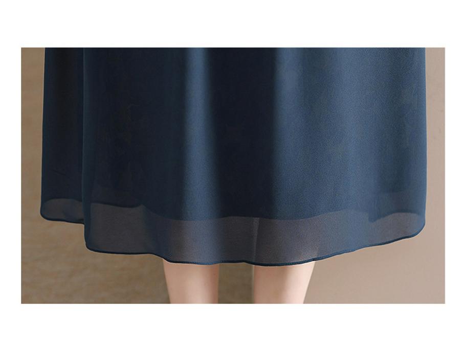 Summer Chinese-Style Blouse & Midi Skirt Set for Middle-Aged Women