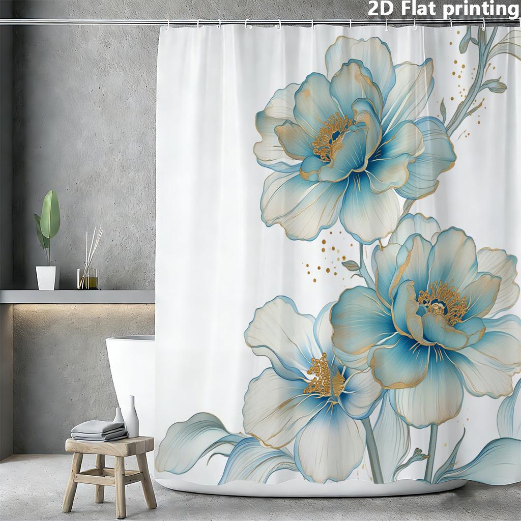 

Blue Watercolor Whale Shower Curtain 1Pc Polyester 2D Flat Print 70.8X70.8 With Small Fish On White Base W60H190(CM)-1 Pcs
