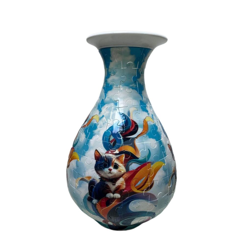 3D Puzzle House Vase Decorative Piece – DIY Floral Container For Living Room Decor