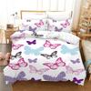 Set Copripiumino Principessa Coperture per Letto Misura Matrimoniale Stampa Reattiva Moda Ragazza Bella Farfalla Cartone Animato Set Biancheria da Letto Rosa