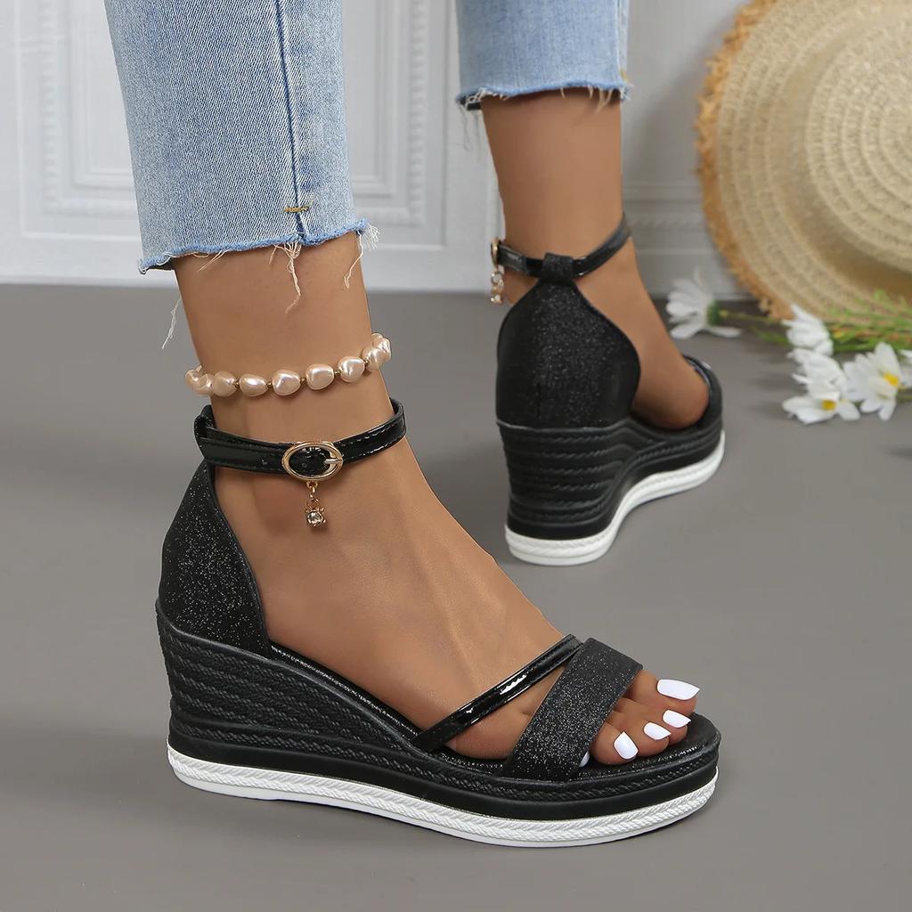 New Super High Heel Women Sandals Women's Versatile Platform Flatform Shoes with A Straight Strap Sandals High Heels 2025