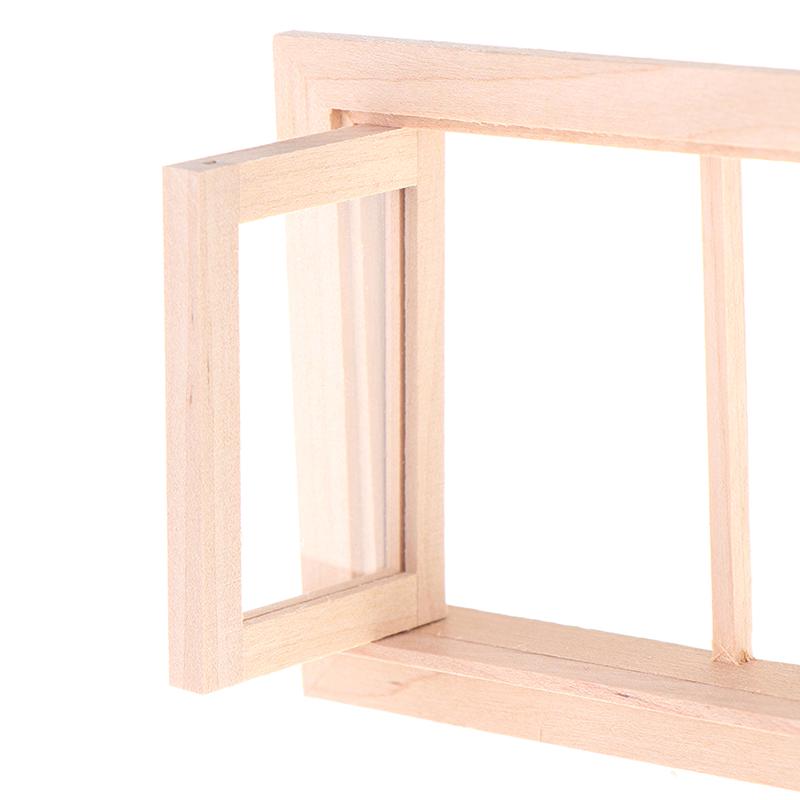 1/12 Dollhouse Miniature Wood 2 Pane Window Frame Diy Furniture Accessory