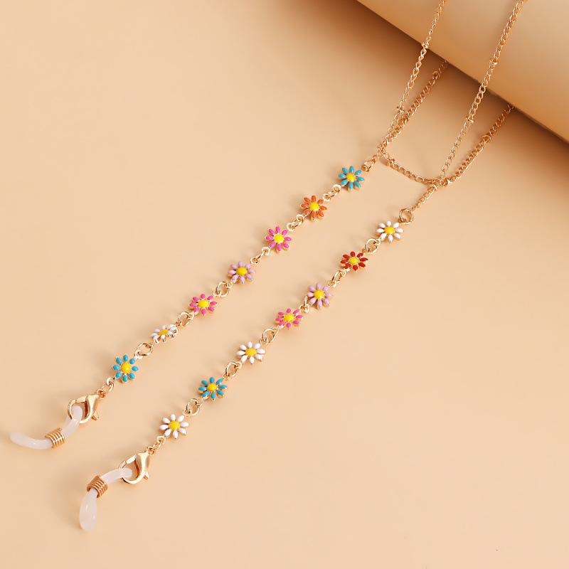 Trendy Colorful Enamel Flower Eyeglass Chain & Mask Lanyard for Women