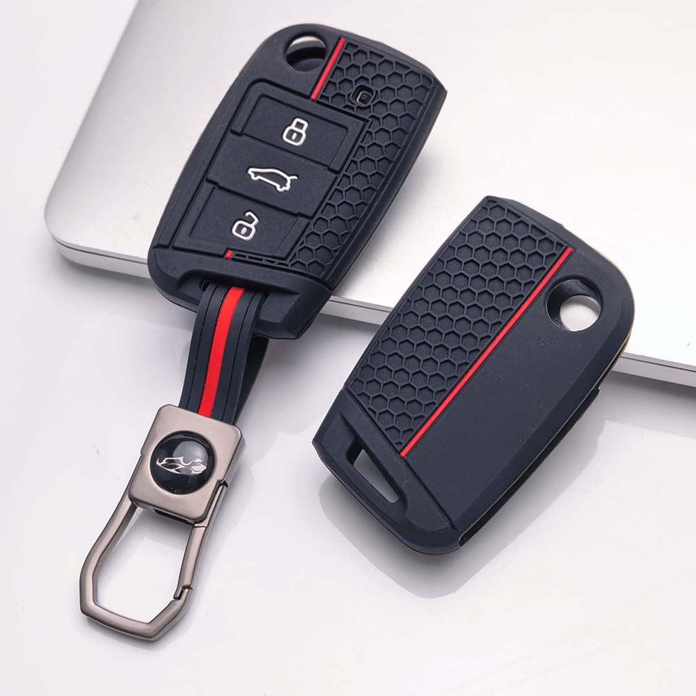 Key Fob Cover for Volkswagen Golf Tiguan Octavia Polo MK7 MK2 Leon MK3 Ateca with Keychain Anti-Scratch Guard Shockproof Protection