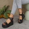 Women's Summer Wedge Heel Fashion Straw Peep Toe Casual Sandals Plus Size