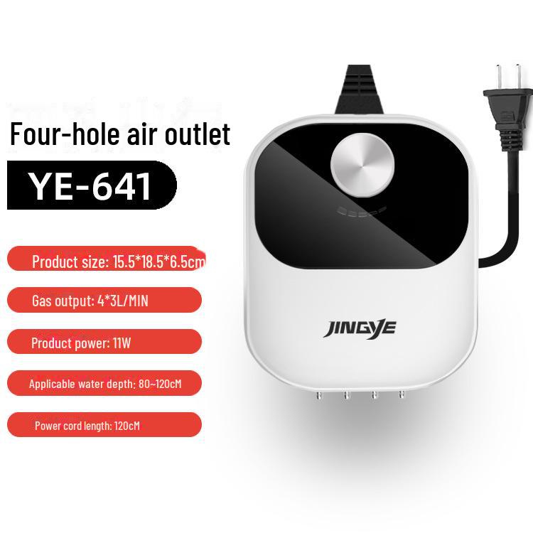 Jingye Stille Vierkoppige Zuurstofpomp voor Aquaria en Vijvers