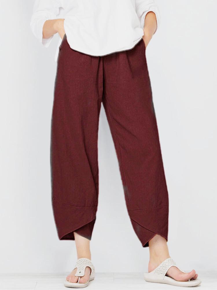 Elastic Waist Cotton Linen Loose Casual Pants for Women - Spring/Summer Collection