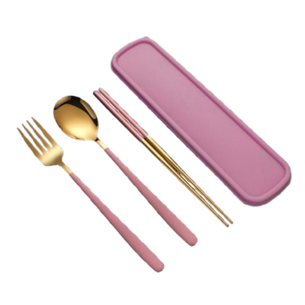 Silver/Gold Color Forks and Spoon Chopsticks Set Stainless Steel Travel Flatware  Picnic