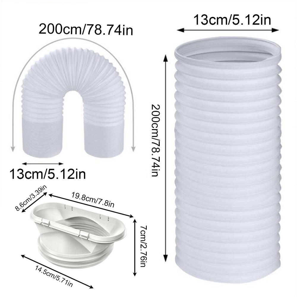 Air Conditioner Exhaust Hose 5.1 Inch Diameter AC Hose Flexible Portable Exhaust Vent Mobile Air Conditioning Exhaust Duct