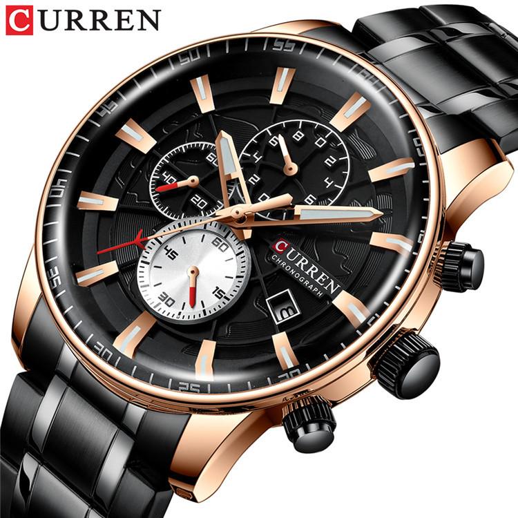 CURREN Men's Calendar Watch with Steel Business Waterproof Quartz Watch