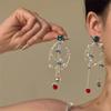 Magic Crystal Star Language~ High-end Sapphire Pearl Stud Earrings Women's Light Luxury Niche Colorful Crystal Tassel Unique Earrings