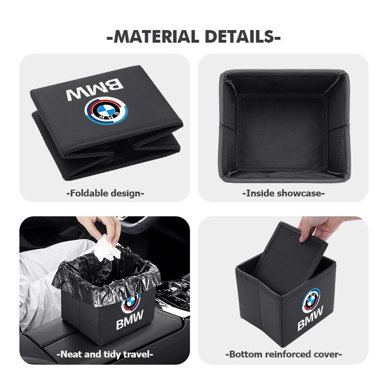AAAOS1 Portable Car Trash Bin Garbage Can Foldable Waste Storage Basket For BMW 50th Anniversary Edition E36 E46 E53 E90 E60 E93 E87
