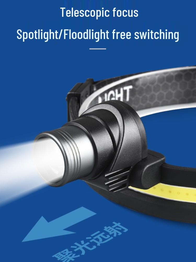 USB Rechargeable Dual Light Source Waterproof Headlamp for Night Fishing