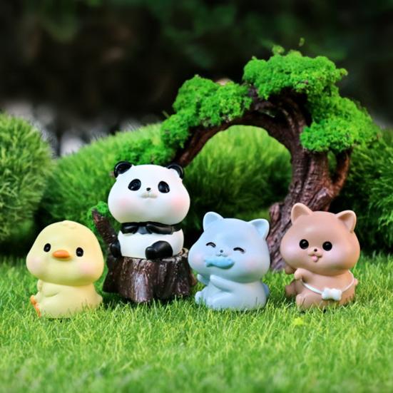 Winzige Harztiere Figur Mini Tiger Katze Hase Kuh Miniaturstatue für Puppenhaus Feengarten Terrarien Pflanzentopf Dekorationen Kuchenaufsatz Dekoration