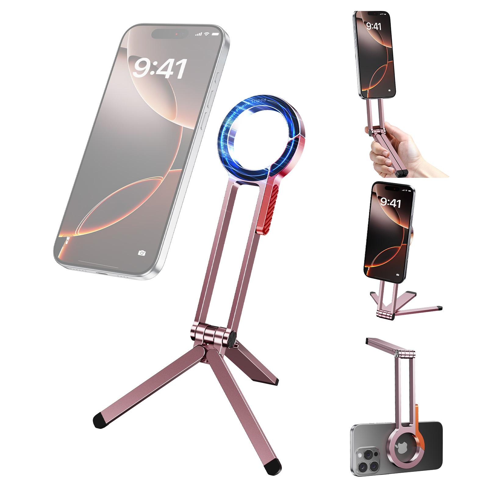 

Oatsbasf Mini Foldable Magnetic Phone Holder Stand Multi Angle Adjustable Portable Phone Stand for iPhone 16 15 Universal Phone фіолетовий