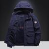 Spring and Autumn Hooded Jacket Men's Multi Pocket Outdoor Casual Jacket Windproof and Breathable Mountain Climbing Sports Casual Top