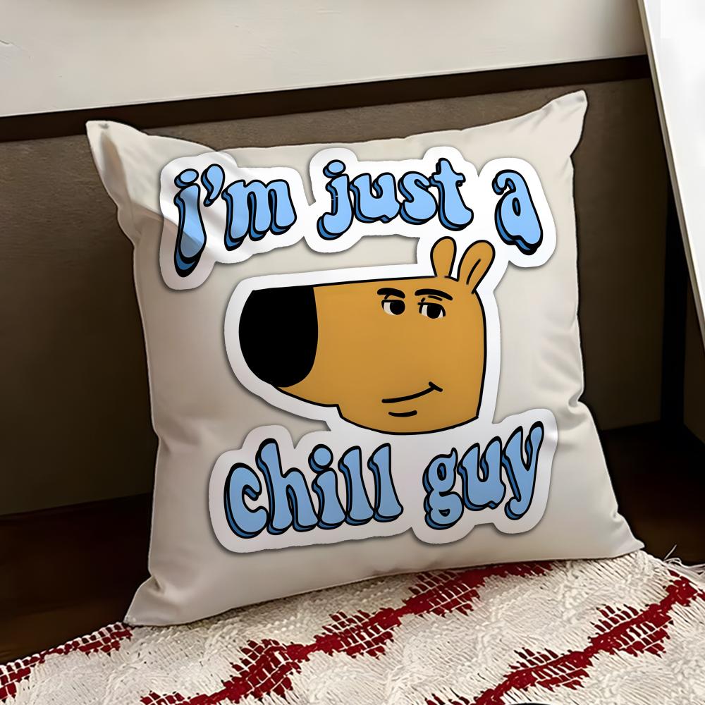 Anime CChill GGuy Cushion Cover Reversible Soft Durable Pillow Cover Home Car MultiScene Use for Daily Comfort