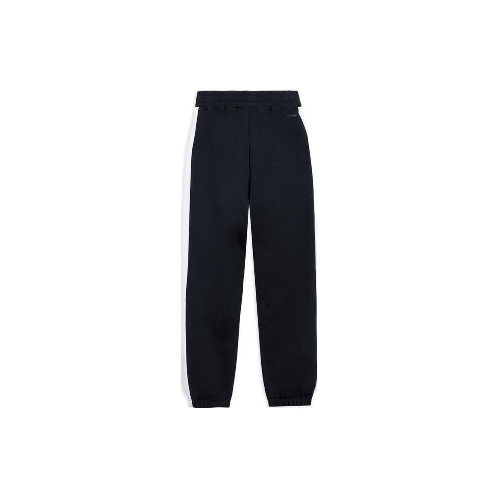 Li-Ning Side Color Blocked Fleece Cuffed Sweatpants Men Bottoms Black AKLRF33-1