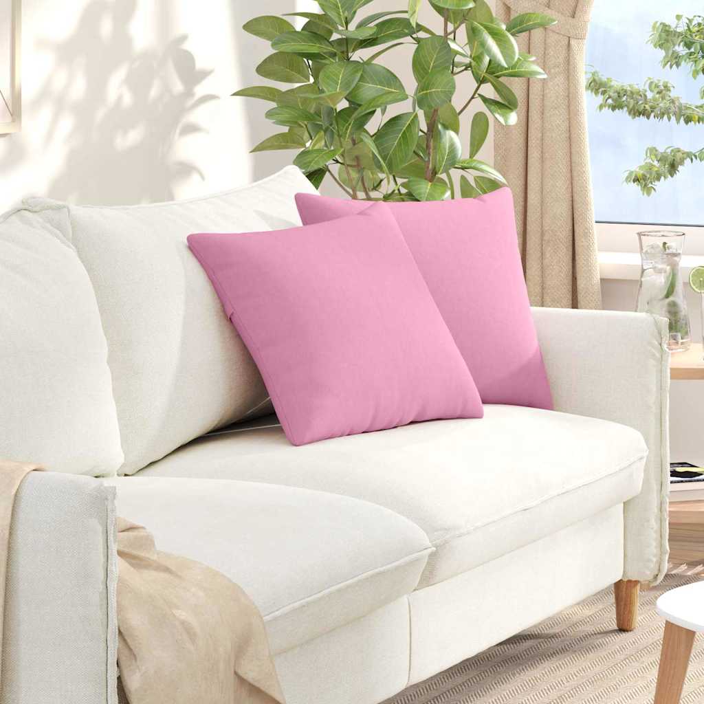 Sofa Cushions 2 Pcs Pink 45 X 45 Cm Fabric