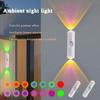 Doppelkopf Magnetische Wandleuchte LED Nachtlicht mit Bewegungssensor Wiederaufladbar RGB/3-Farben Einstellbar für Schrank Flur Treppe