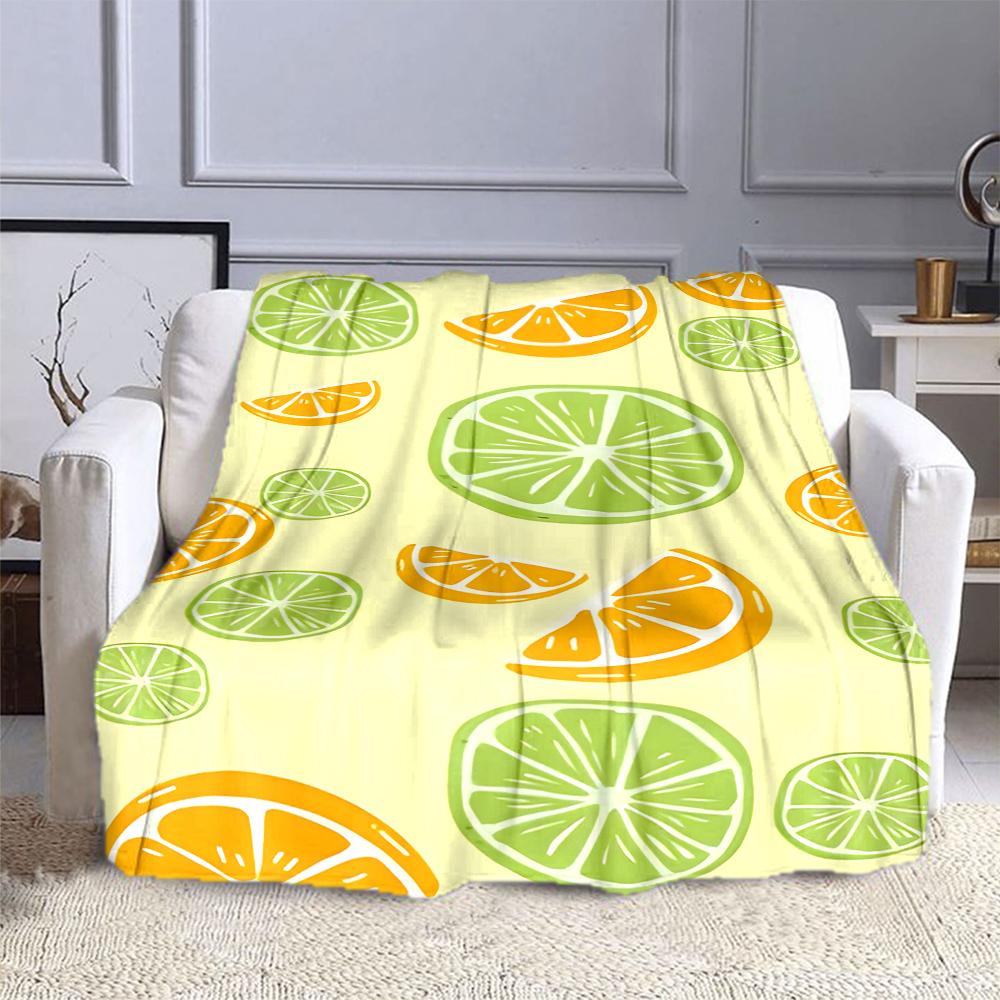 Citrus Lemon and Lime Pattern Blanket Patterned flannel blanket perfect for the bedroom living room, sofa, or a little nap