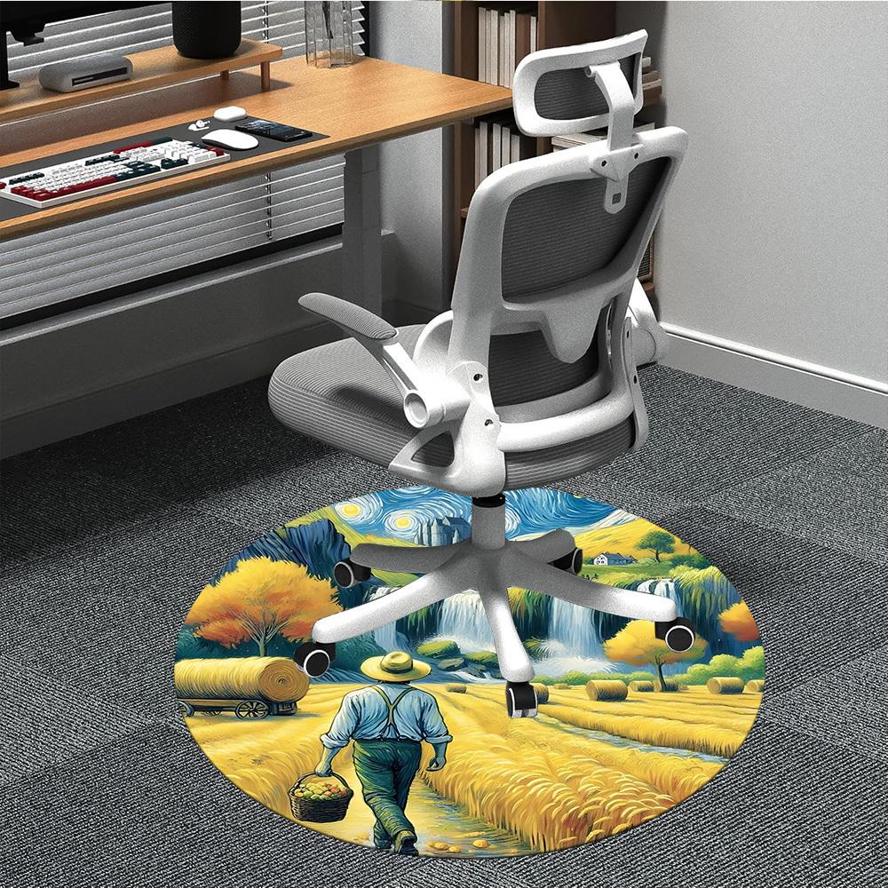 

1pc Farm Scene Carpet for Office Non-Slip, Round Carpet, Soft & Comfortable, Carpet for Office, Round Floor Mat yy251225110 80cm by 80cm