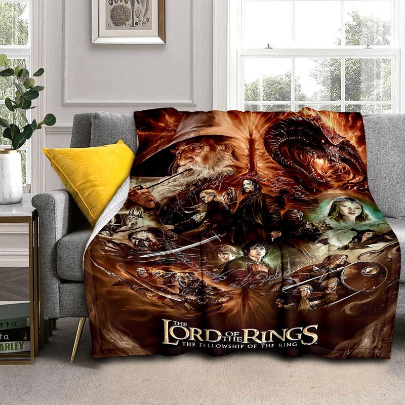 1 Stück Herr der Ringe: Cartoon-Decke für Freunde, Tragbare Decke für Reisen & Camping, Gemütliche Ganzjahresdecke, Ideales Geschenk