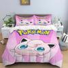 New Pokémon Jigglypuff print three-piece bedding set, including 1 duvet cover and 2 pillowcases, suitable for adults and childre