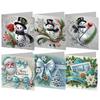 6pcs DIY Xmas Designs Diamond Painting Greeting Card Set Rhinestone Diamond Art Mosaic Postcards for Festivals and Celebrations