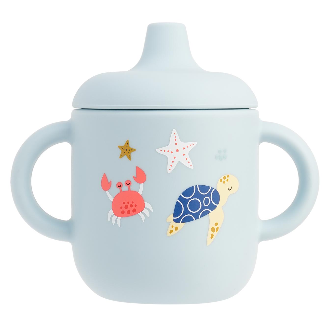 

1PCS Cartoon Silicone Baby Feeding Cup BPA Free Leak Proof Training Cup With Handle Travel Friendly Dishwasher Safe Baby Stuff