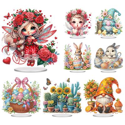 Acryl Rose Elfenmädchen Tischplatte Diamantmalerei Ornamente Kits Desktop Diamantkunst Kits 5D DIY Diamantkunst Tischplatten Dekorationen