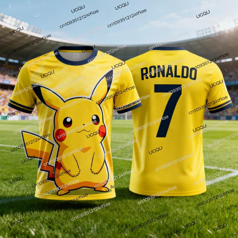 2026New Pikachu Special Edition Football Jersey T-shirt Ronaldo NO.7 Adult Men/Women Football Jersey Tshirt Kids Pikachu Tshirt