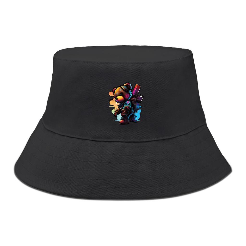 Pălărie Bucket cu Imprimeu Colorat cu Urși, Pălărie Cool Animal Fisherman Culoare Solidă de Vară Unisex pentru Plajă
