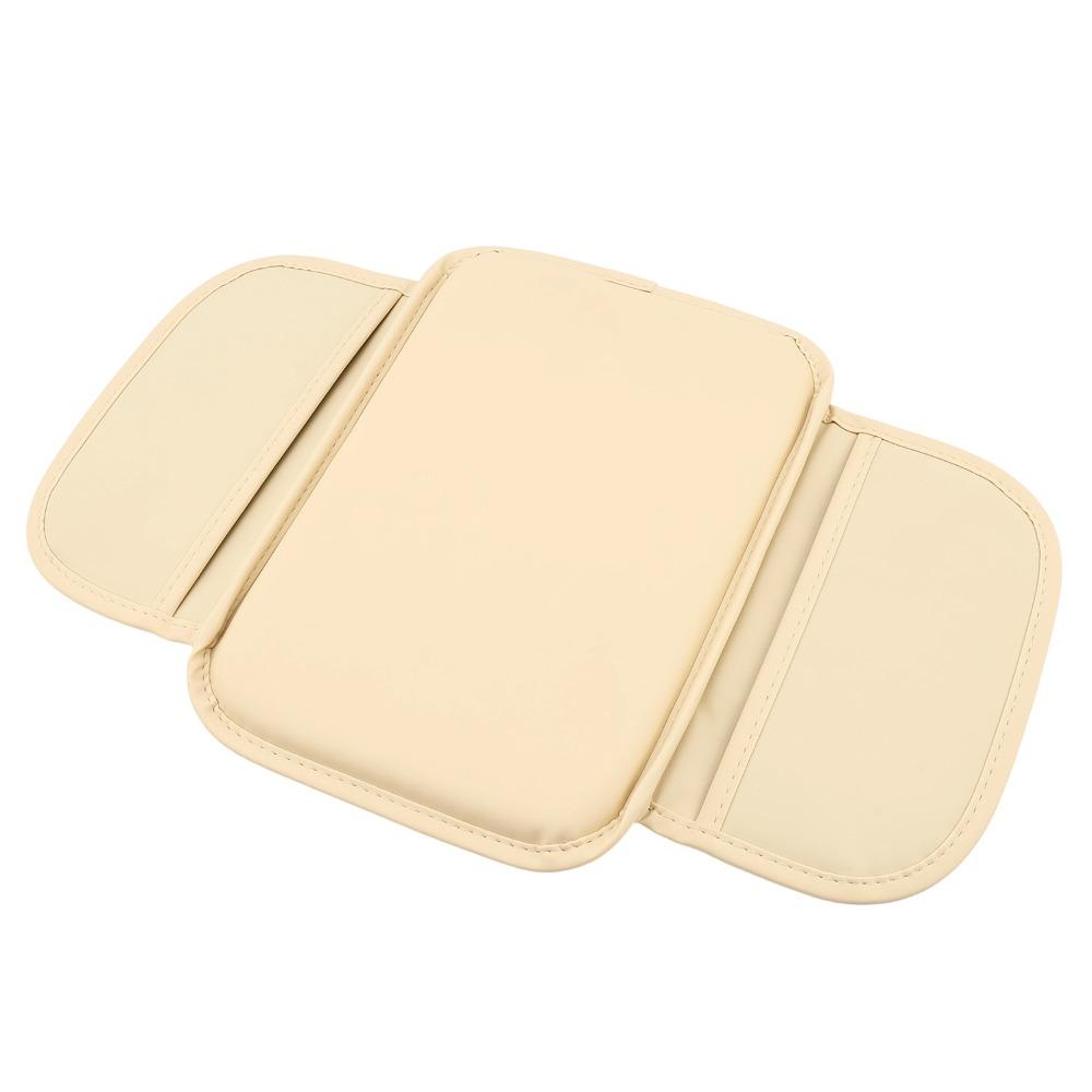 Universal Car Center Console Cover Leather Material Soft Cushion Leather Armrest Cover 2 Storage Bags Durable Protective Cushion