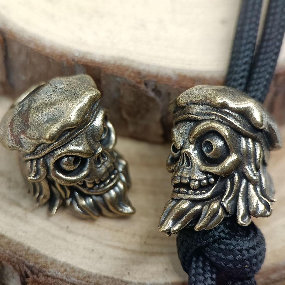 Sailor Skull Head Brass Knife Beads EDC DIY Woven Bracelets Lanyard Key Chain Pendants Accessories Outdoor Tool Hangings Charms
