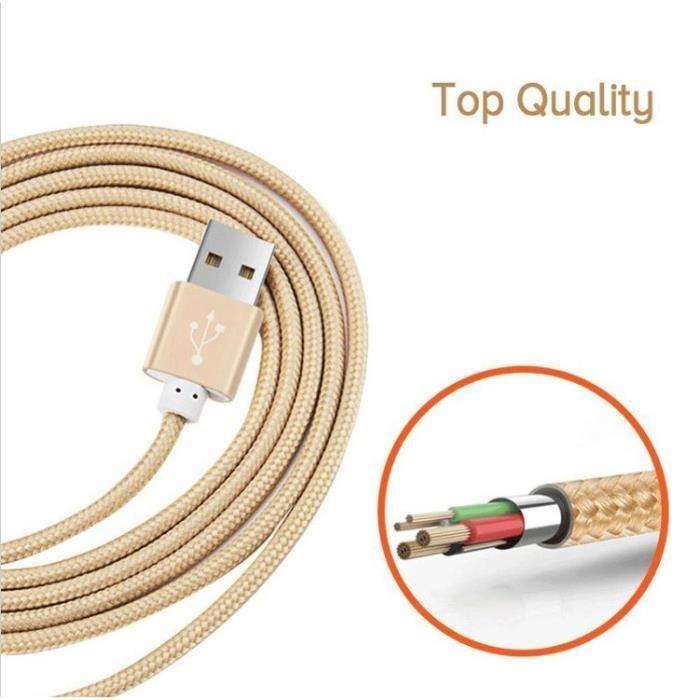 Cable metal tresse type c pour oppo reno chargeur usb 1m reversible connecteur syncronisation nylon (argent)