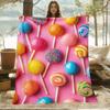 Colorful Candy Pile Print Flannel Blanket Lightweight Soft Warm Throw Sofa Bedroom Camping Travel Gift