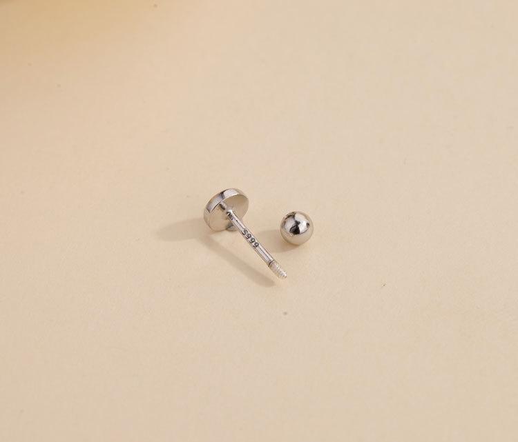 E1504 S999 Silver Elk Stud Earrings: Christmas Twist Screw Bean Design