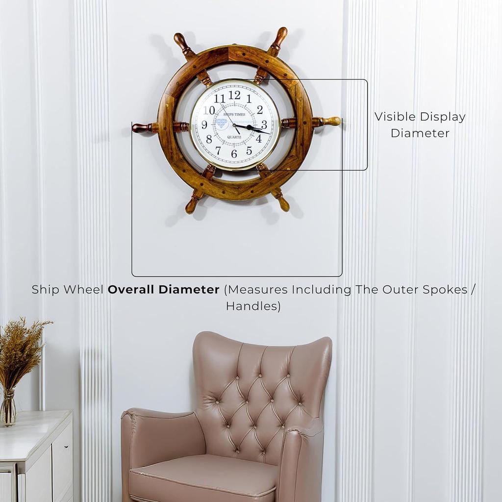 Time's Wanduhr | Nautisches Piraten-Schiffsrad | Premium Handwerksgeschenk (18 Zoll)