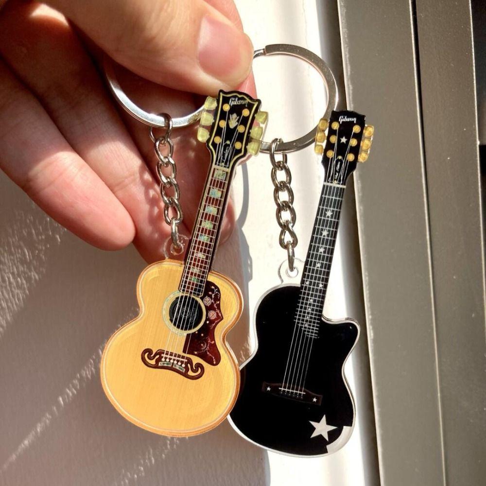 Vintage Style Wooden Guitar Charm Lightweight Acrylic Guitar Pendant Purses