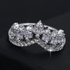 Chic Crown Shape Women Rings Luxury Silver Color Paved Crystal Cubic Zirconia Wedding Party Fashion Jewelry Fancy Gift