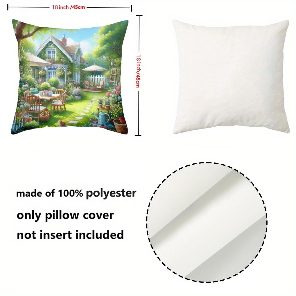 Enchanting Garden Scene Printed Cushion Covers Decor Accents Polyester Pillowcase, Sofa Decorative Cushion Cov Headboard Pillow