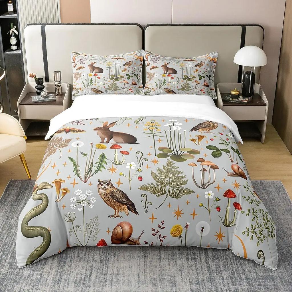Snake Warm Comforter Cover Set for Children Kids Young Boys Tens Snake Soft Duvet Cover Reptile Print Beding Set Animal Comfortable Quilt Cover Beding