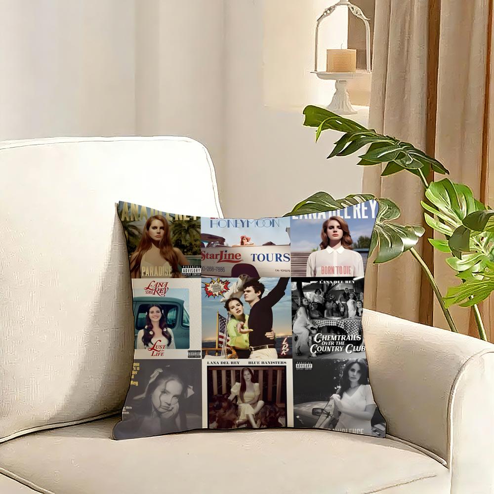 Lana Del Rey Hot Music Album Cushion Cover Reversible Plush Pillow Cover Soft Fluffy Home Decor for Sofa Bedroom